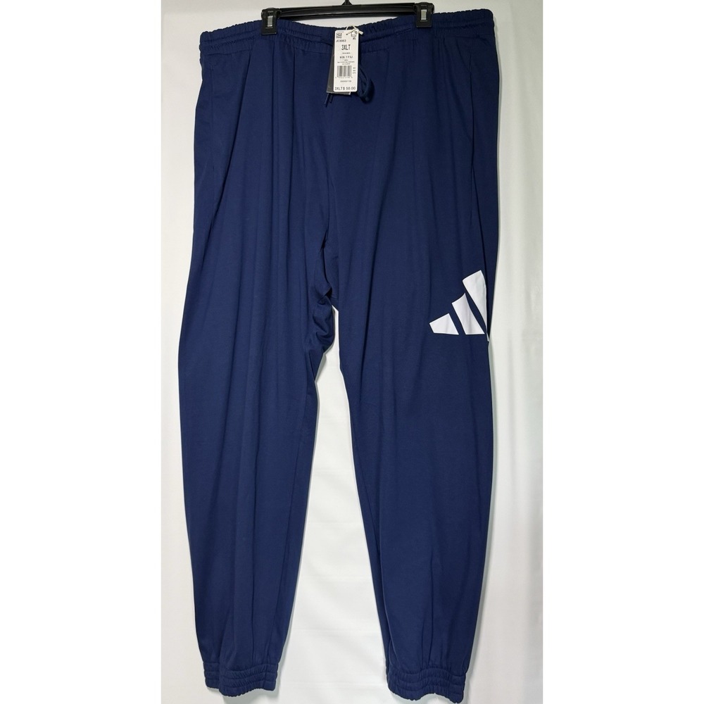 New Adidas Essentials Big Logo Single Jersey Pants Blue  Men's Big and Tall 3XLT